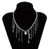 Women Beads Heart Pendant Necklace Tassel Clavicle Chain Adjustable Tassel Chain Party Jewelry Accessories