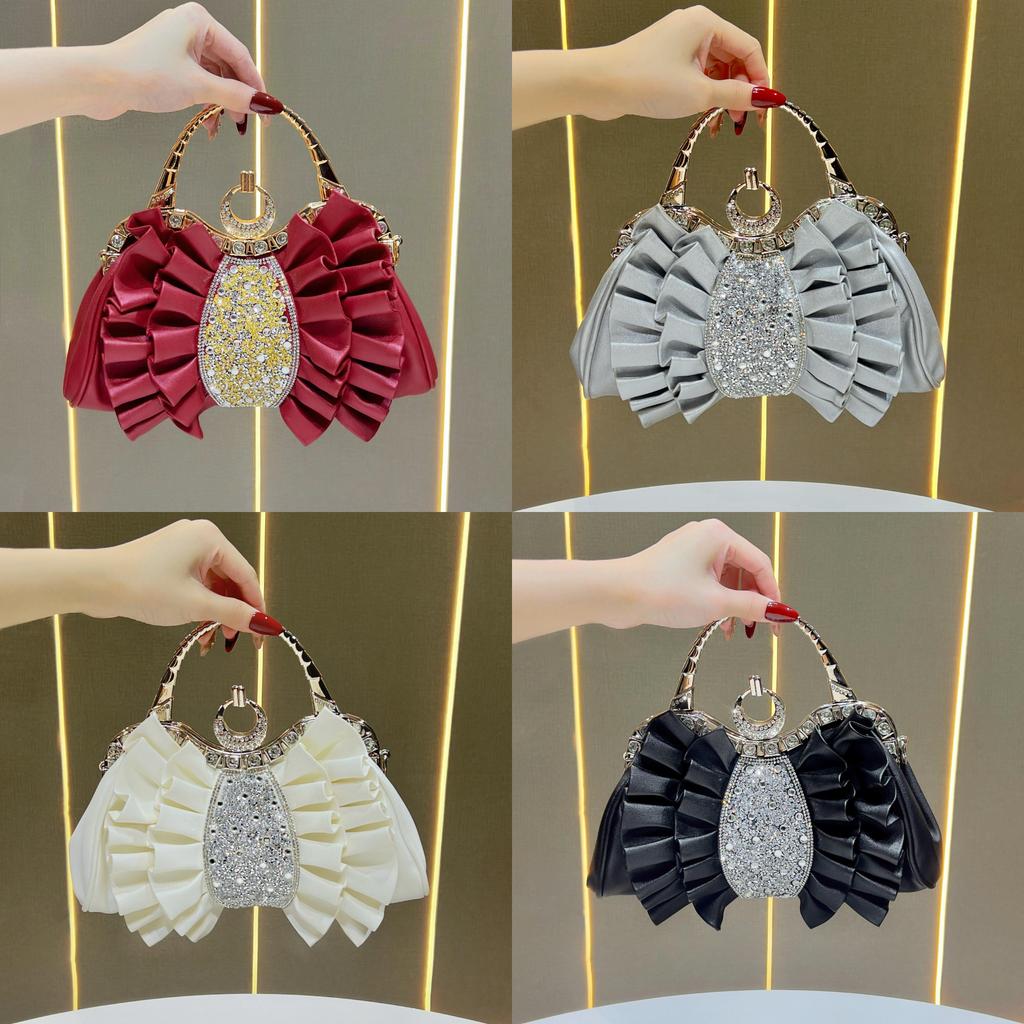 Pu Material Flap Clutch With Rhinestone Embellishments For Evening Events