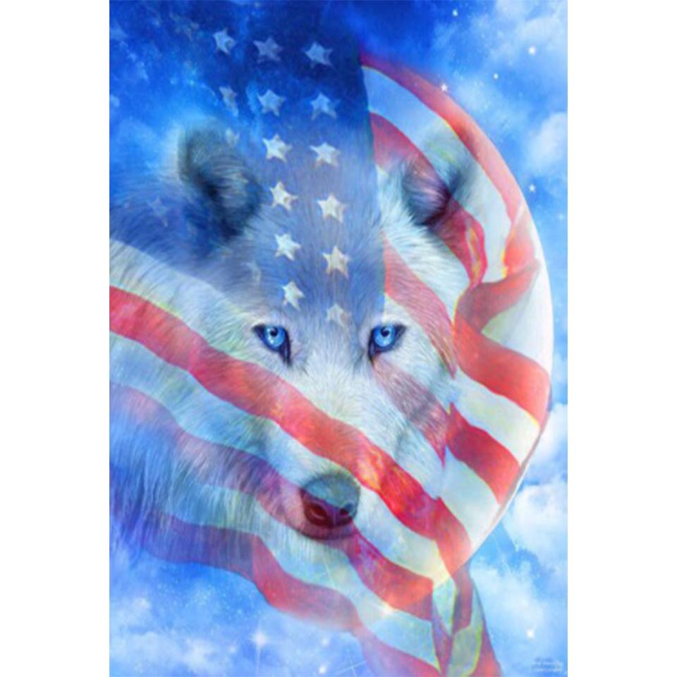 Pictură cu diamant DIY 5D cu strass Animal complet cu diamant brodat Lup Artă Imagine Mozaic Kit cusă de cruce Decorare cadou