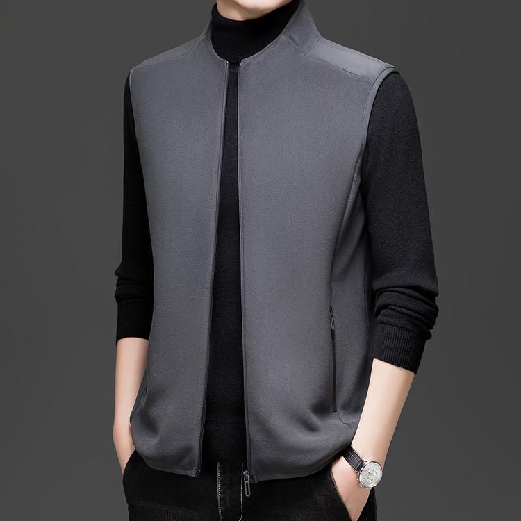 

Men s Mid-Aged Fleece Vest with Velvet Lining and Pockets - Autumn/Winter Casual Wear 4XL сірий колір