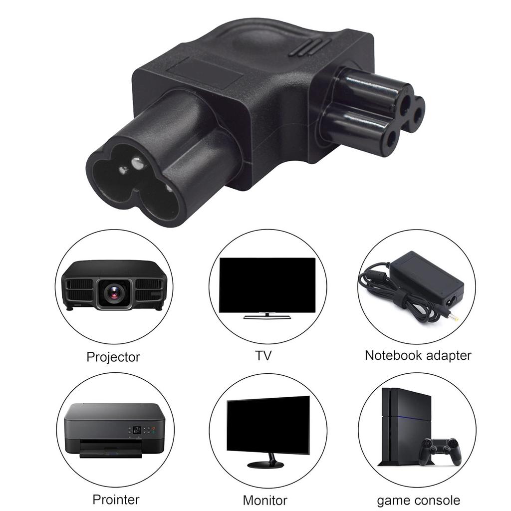 IEC320 C6 To C5 Right Bending Power Plug Plum Blossom Male To C5 Female Side Bending Conversion Plug Adapter