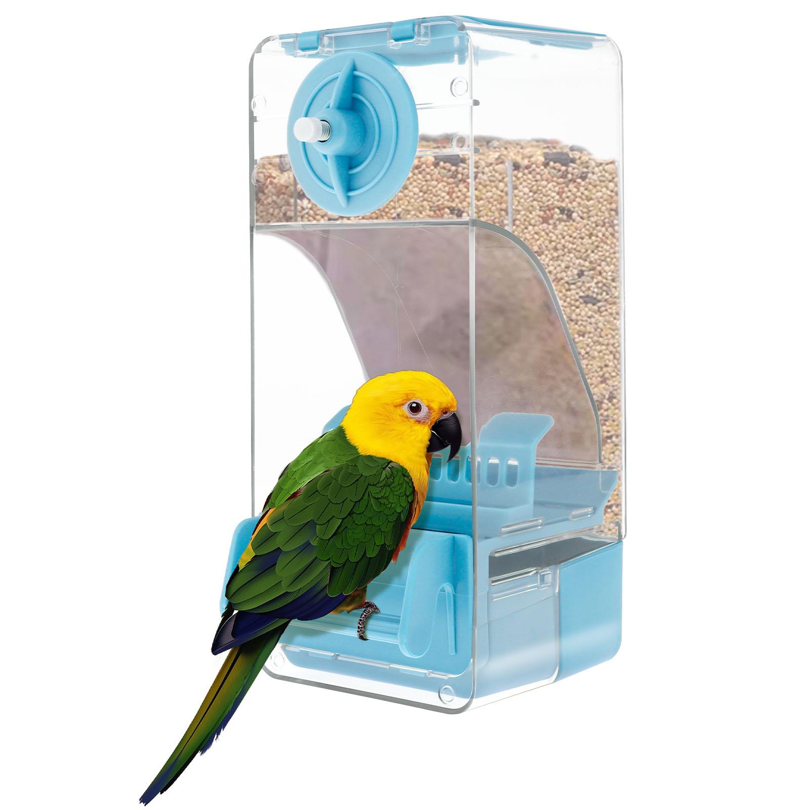 

Автоматическая кормушка для птиц Кормушка для попугаев Поилка-брызговик Без беспорядка Аксессуары для маленьких и средних попугаев Автоматическая кормушка для клеток для птиц синий