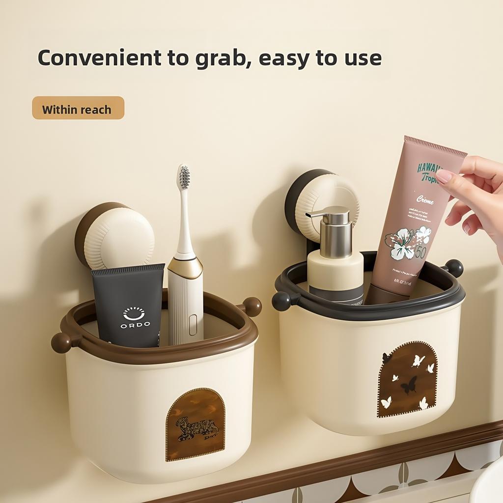 Antique style suction cup washbasin storage box wall-mounted trash can face towel storage Bathroom and kitchen Accessories