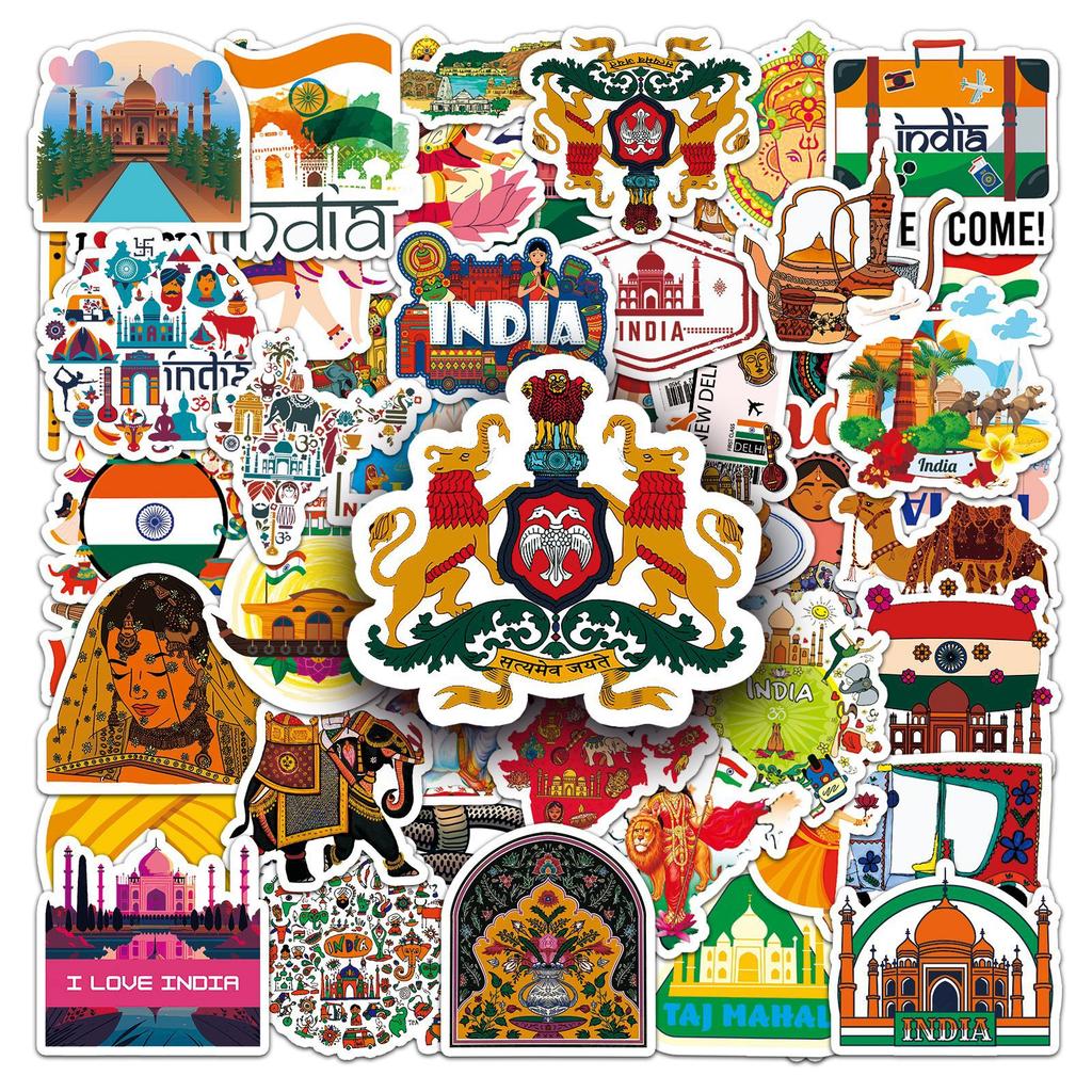 50 Indian Graffiti Stickers Personalized Outdoor Travel India Landscape Landmark Building Suitcase Stickers