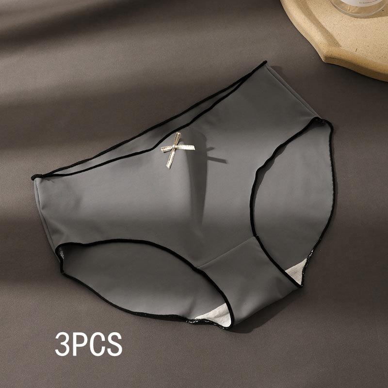 3pcs Women's Ice Silk Seamless Triangle Underwear with Low Waist Briefs