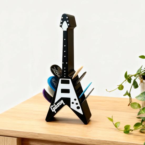 Gitarrenplektrenhalter Verstärker-Lautsprecher-Stil Plektrenhalter V-förmiges Gitarrenplektren-Ausstellungsregal 3D-gedruckte Plektren-Aufbewahrungsbox für Gitarristen Musikliebhaber