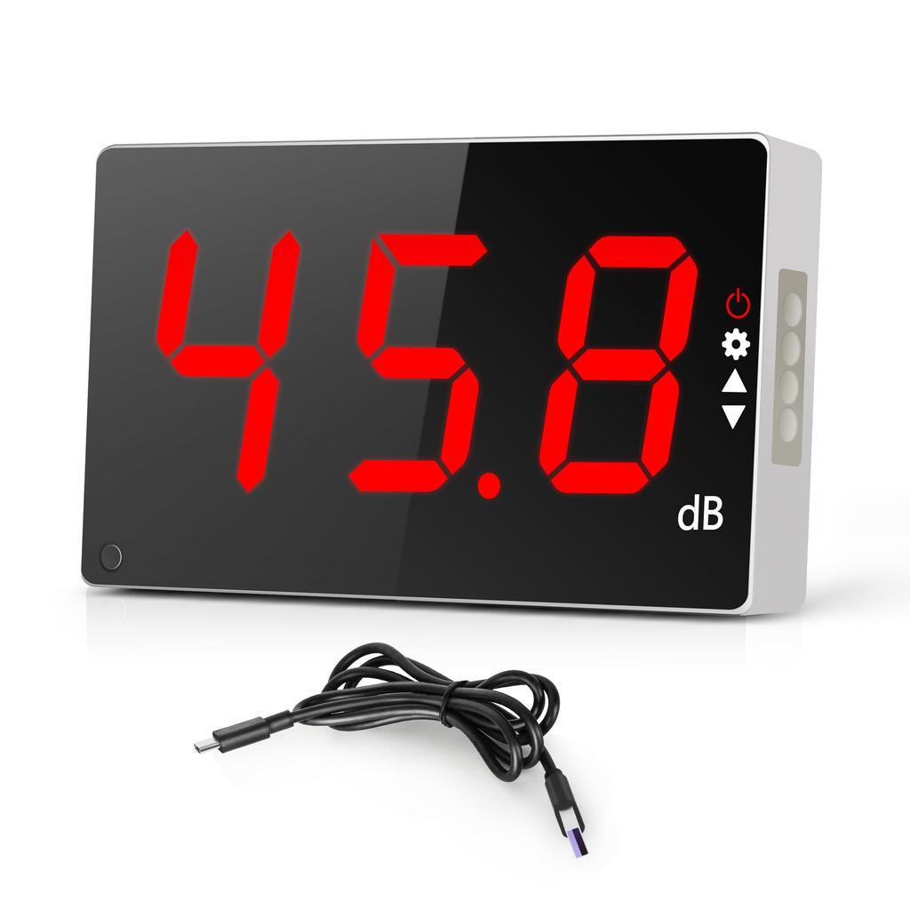 Digitální měřič hladiny hluku Nástěnný měřič hladiny hluku LCD displej Měřič hlasitosti Funkce alarmu Decibelový měřič hluku Kancelář Factory