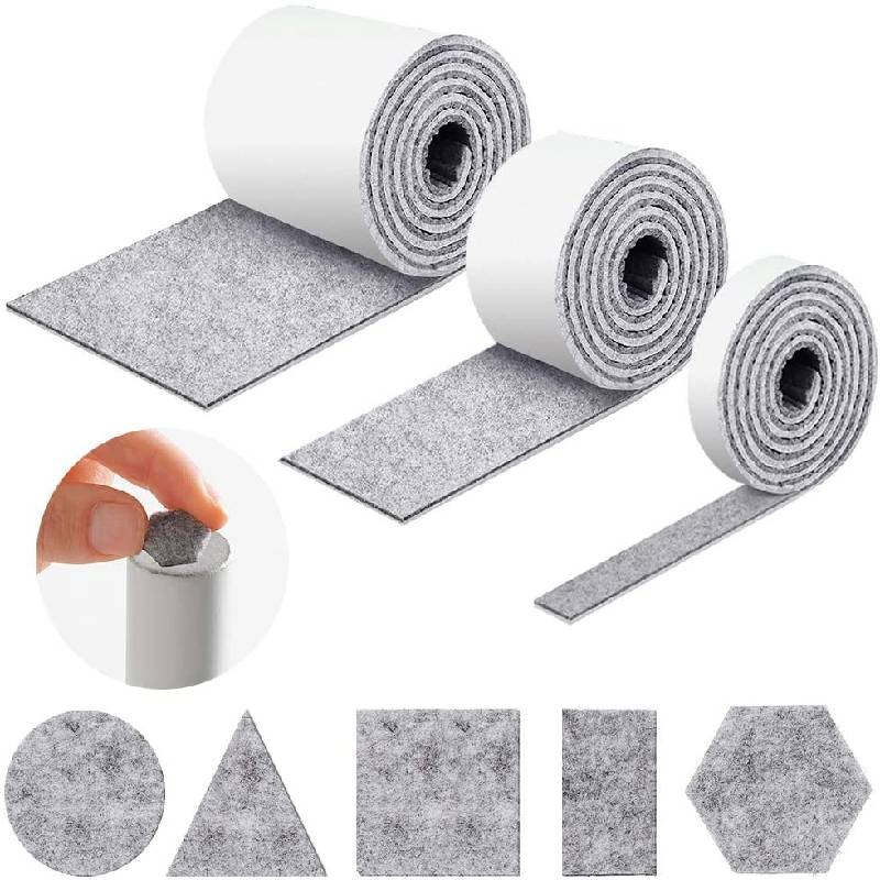 2Pcs Self Adhesive Furniture Felt Strips DIY Shape Sliding Pad Tape Felt Tape Polyester Felt Strip Roll Black Floor Protector