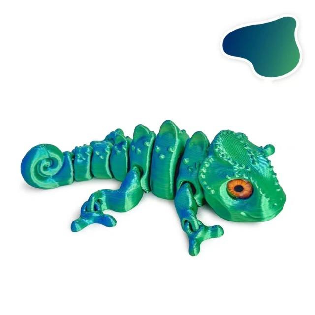 3D New Multi-joint Movable Simulation Eyes Printing Chameleon Figures for Home Accessories Kids Gift Living Room Decoration