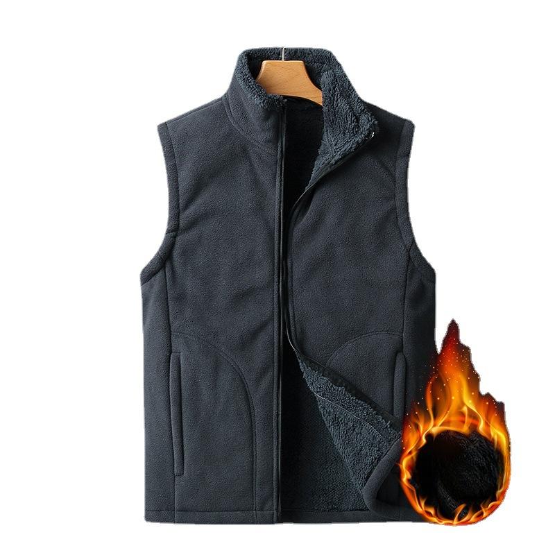 Toamnă iarnă pentru bărbați Plus vestă din catifea vestă de culoare solidă vestă din lână de miel de dimensiuni mari, groasă, caldă, moale, vestă termică pentru bărbați