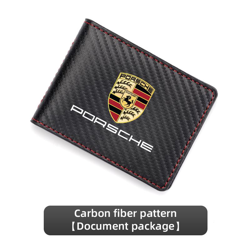 Car Carbon Fiber Driver Holder License ID Card Bag For Porsche Cayenne Panamera Macan 911 718 Taycan Boxster Cayman 918 Pajun