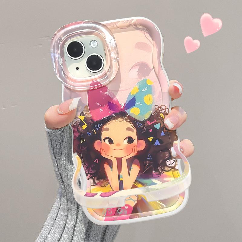 

Чехол «Девочка с бантом» подходит для чехлов для телефонов Apple 15, Huawei Mate60pro с двойной подставкой 14 и милых Xiaomi 13/12 Redmi K40/K40 Pro