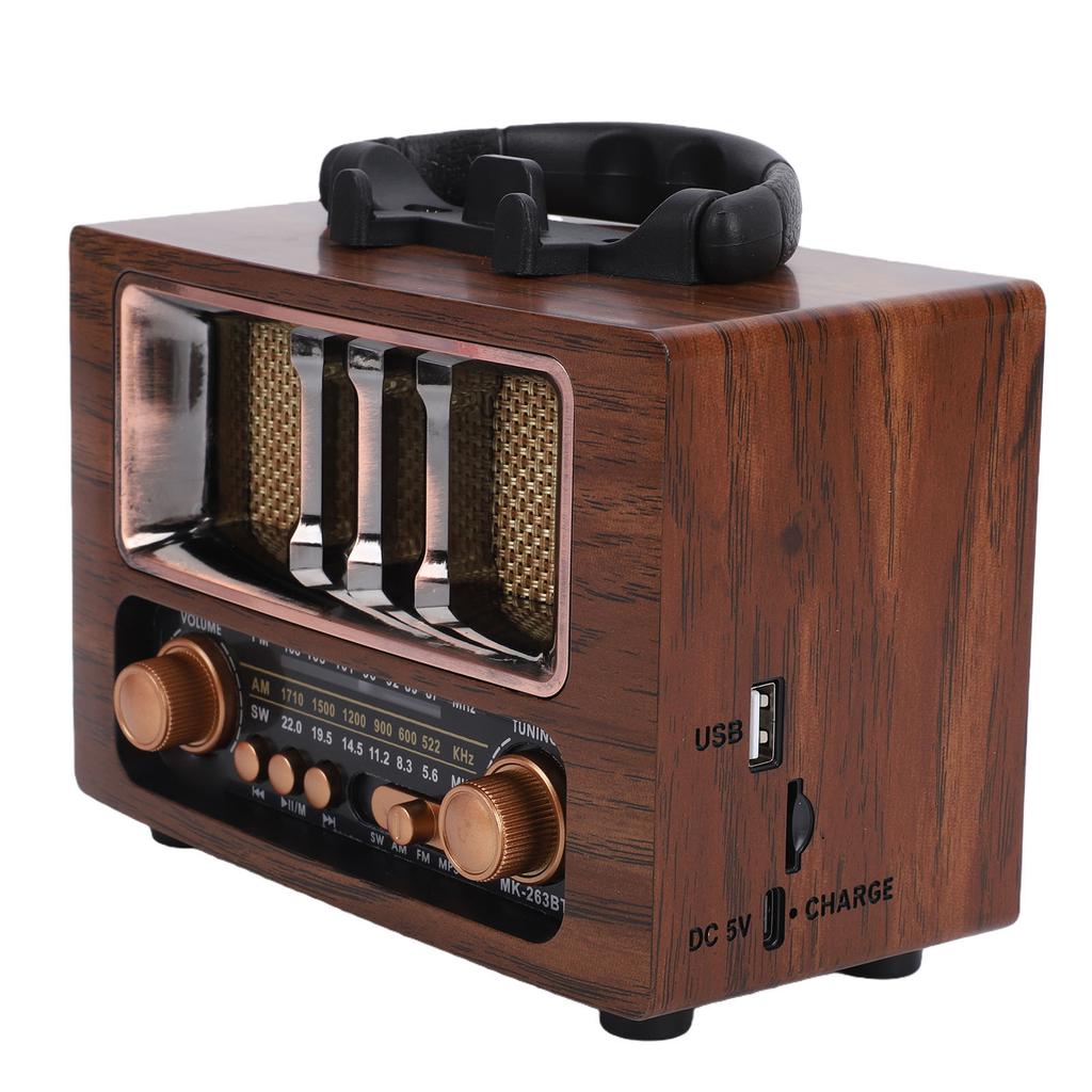 Retro Bluetooth Speaker Radio Portable Vintage AM FM SW Radio with Telescopic Antennae for Home Car Travel Camping