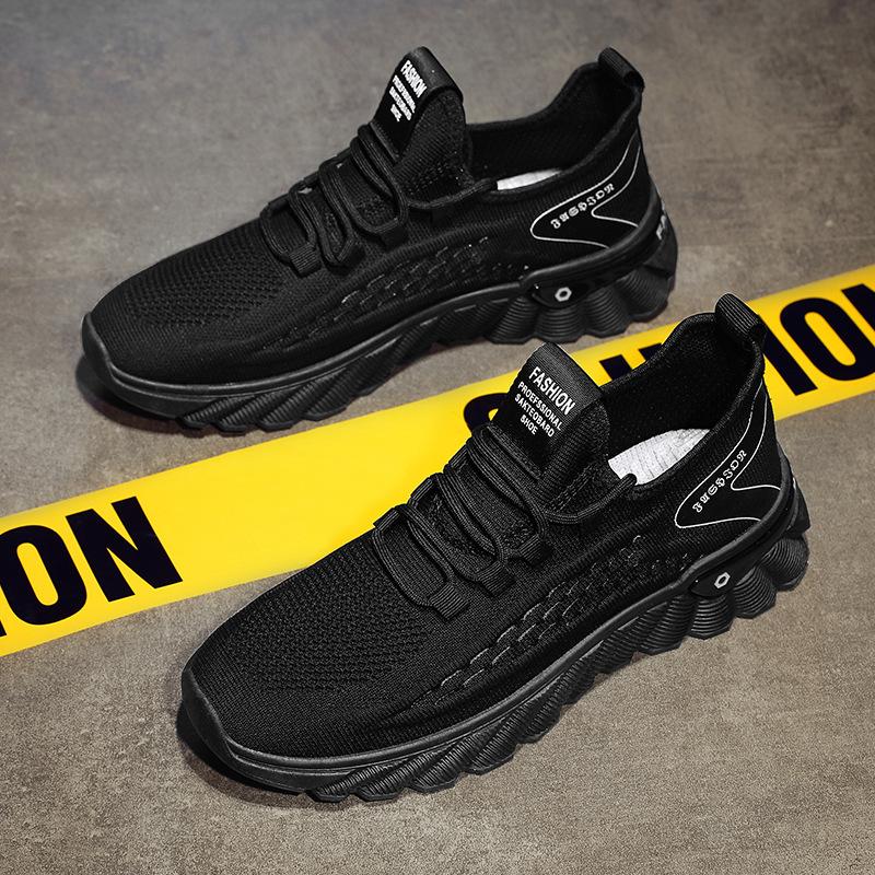 

2025 spring summer new breathable single mesh lightweight men s shoes flying woven sneakers casual korean coconut shoes dad shoes men 44 чорний