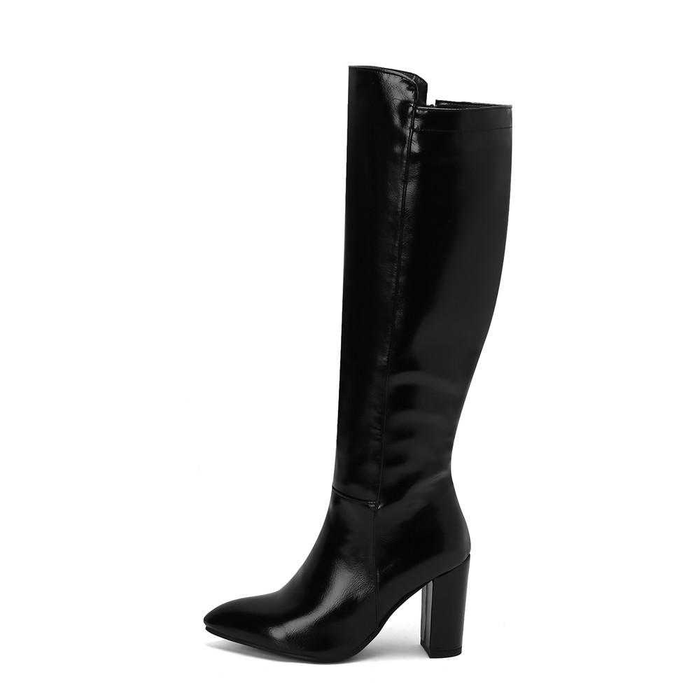 Fashion Autumn Winter 2025 New Fashion The-Knee Women Boots Patent Leather Sexy Zip Thigh High Tall Heel Shoes Woman Size 34-46