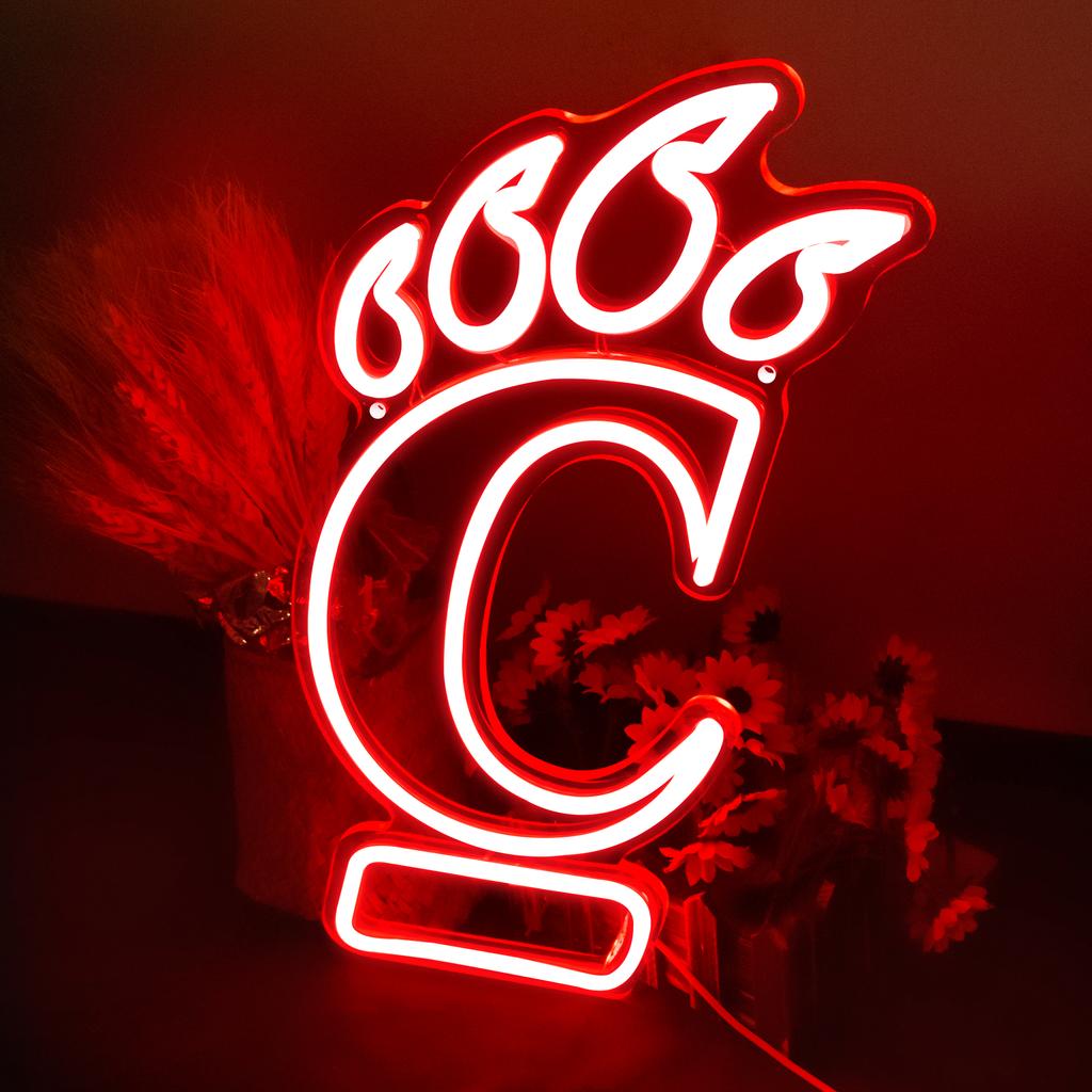 Cincinnati Neon Sign Cincinnati LED Sign University Basketball Team Logo Neon Signs for Room Dorm Decor for College Students