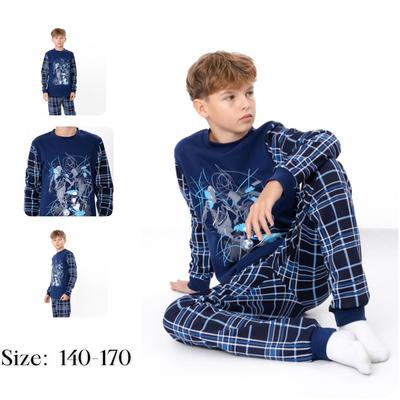 Set Pijama – Top Cald Imprimat pentru Băieți și Pantaloni cu Grafică Tematică Sportivă, Iarnă 6076-024-33-1-2 HC
