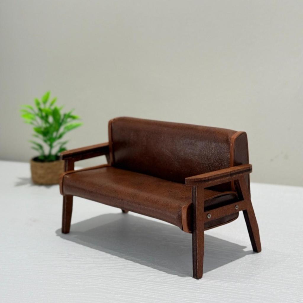 Miniature Wooden Sofa Toy Padded Furniture Detailed for DIY Miniatures, Crafters