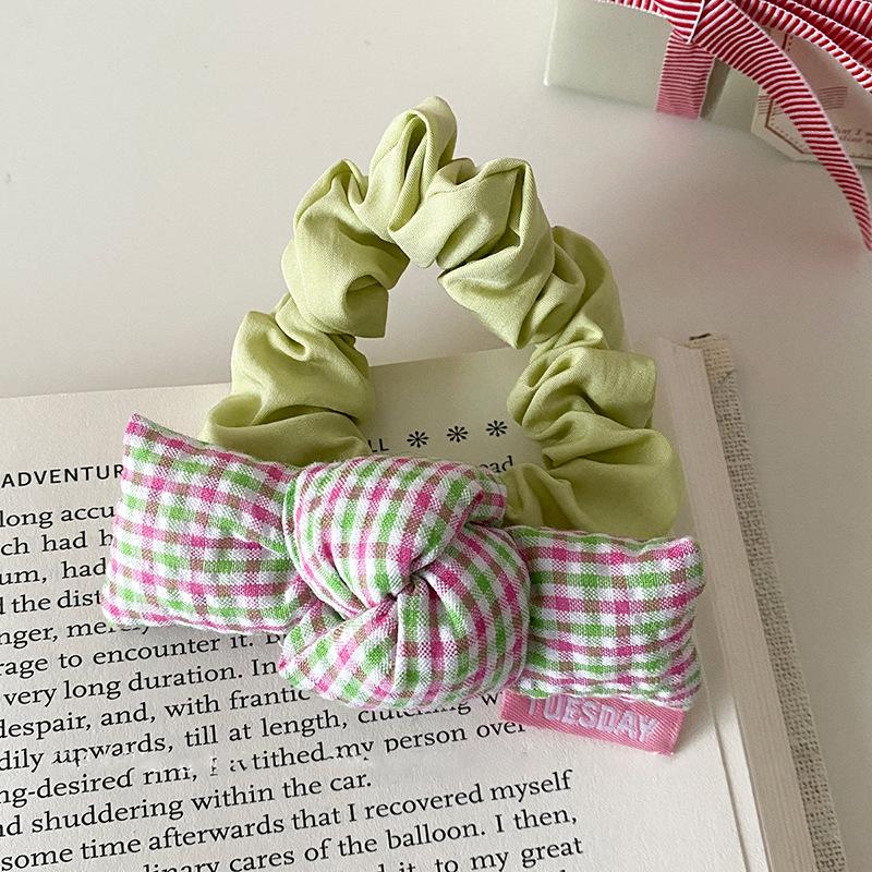 

New Cute Plaid Bow Polka Dot Flower Hair Scrunchies Stereo Ponytail Holder Hair Tie for Girl Creative Versatile Hair Accessories