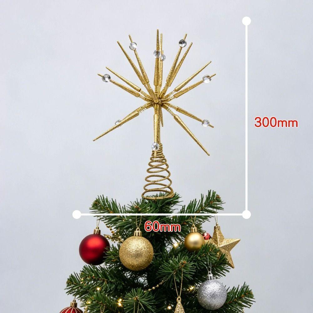 Iron Christmas Trees Topper 3D Glitter Star Glowing Tree Topper Party Decoration