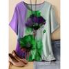 Fashion Women's Crew Neck T-Shirt 3D  Color Printing Crew Neck Short Sleeve