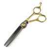 6.0" Black & Gold Floral Pattern Hairdressing Scissors Set - Straight & Thinning Shears