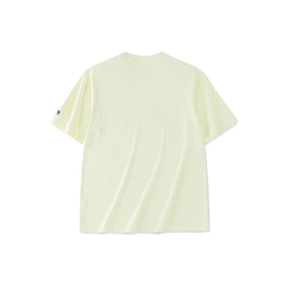 Anta Alphabet Print Round Neck Short Sleeve T-shirt Unisex Tops Coconut-Palm-Green 152328149-2