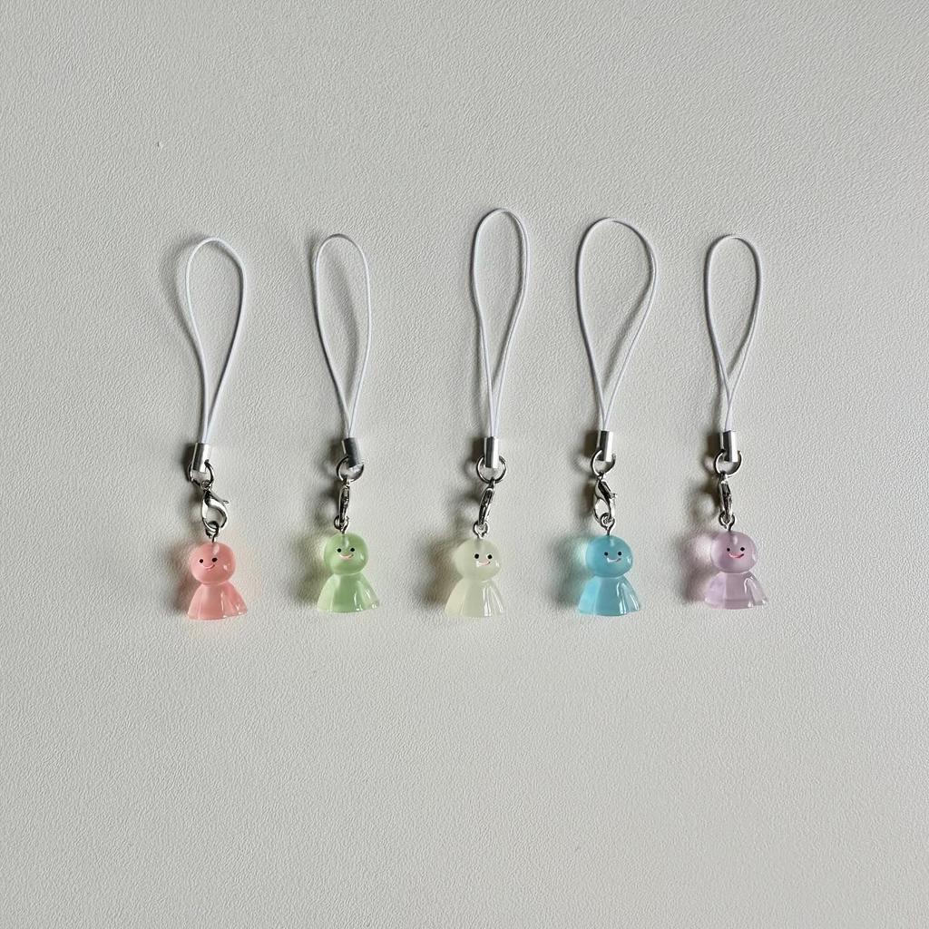 Glow-In-The-Dark Cute Snowman Keychain, Phone Lanyard As a Gift for Friends, Colorful Cartoon Ghost Pendant, Phone Case Accessory, Cute Doll Trinket