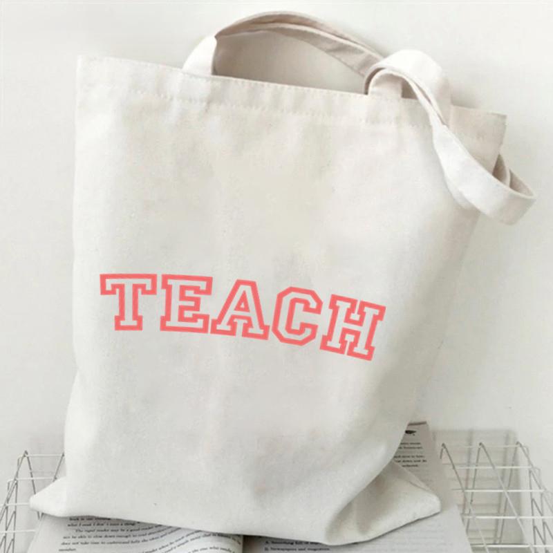 Life Graphics Women Canvas Shoulder Bag Leopard Print Letters Shopping Bag Teacher Best Gift Female Reusable Handbags