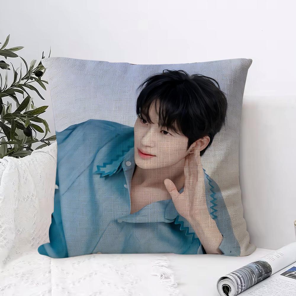 BByeon WWooseok Korea Kissenbezug Öko-Leinen Kissenhülle Zweiseitiger Druck Atmungsaktiv Langlebig Reißverschluss Heimdekoration Geschenk