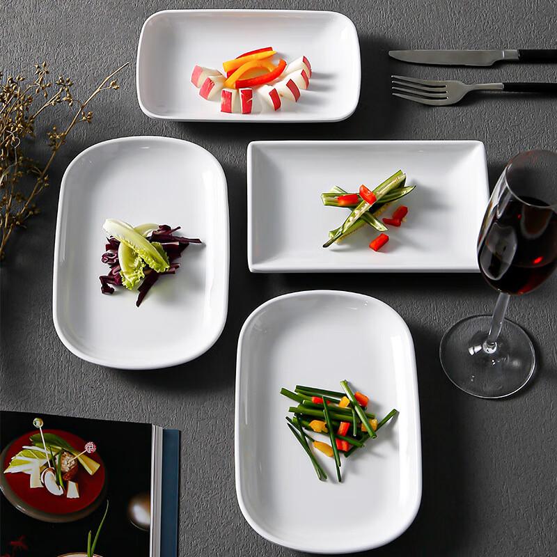 Churong White Melamine Rectangular Serving Plates