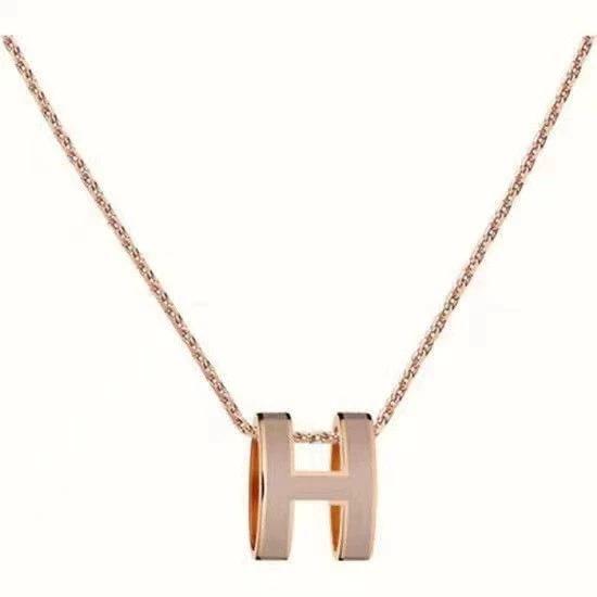 Love Home High-Quality CNC Gold-Plated 'H' Choker Necklace - Available In Rose Gold, White, Milk Tea Colors & Various Sizes