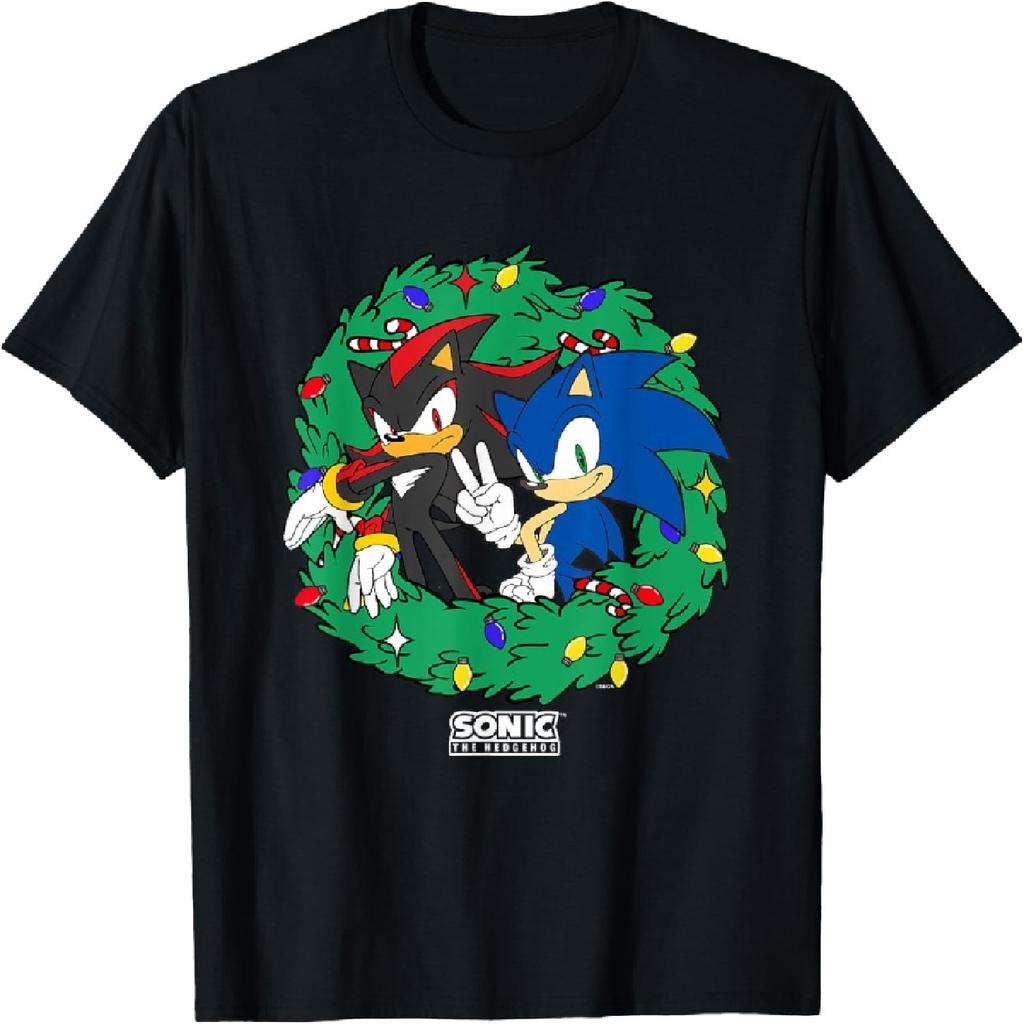 Sonic The Hedgehog Christmas Shadow & Sonic Wreath T-Shirt