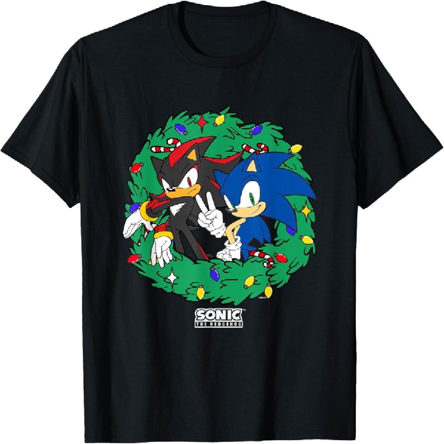 

Sonic The Hedgehog Christmas Shadow & Sonic Wreath T-Shirt XXXXXL різнокольоровий