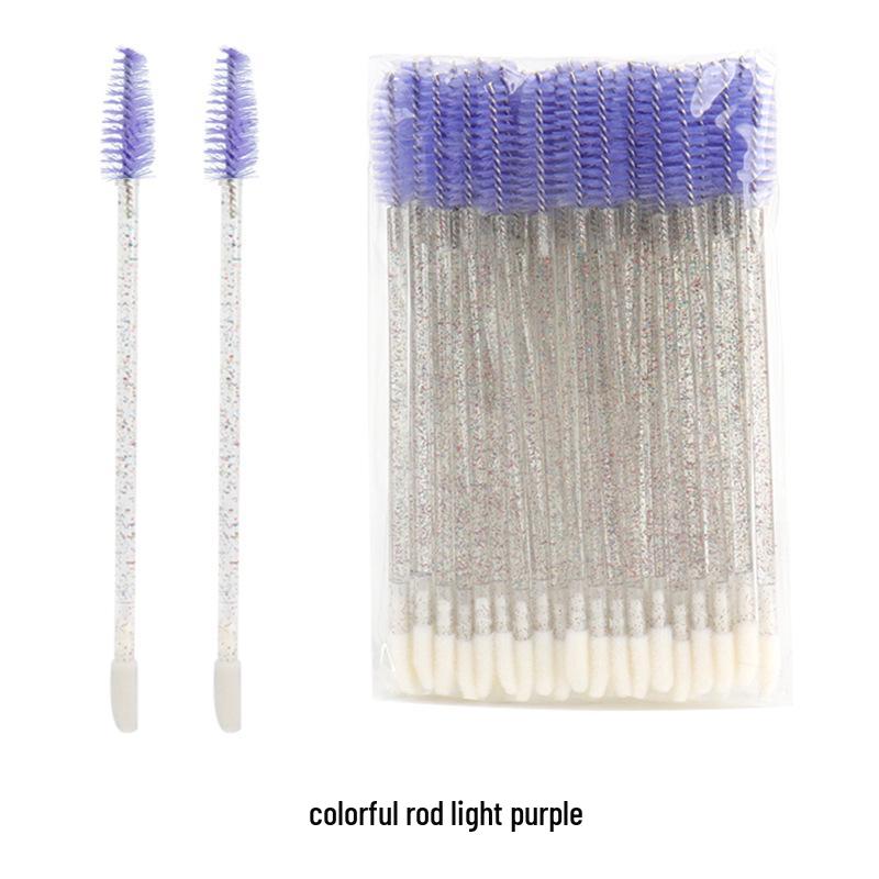50-Piece Pack: Disposable Eyelash & Lip Brushes with Crystal Rod