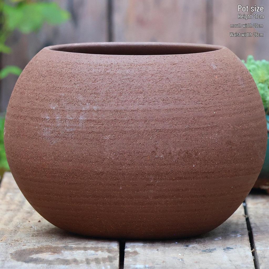 Retro Handmade Large Ceramic Flower Pot for Succulents and Green Plants, Ideal for Home and Landscaping Use