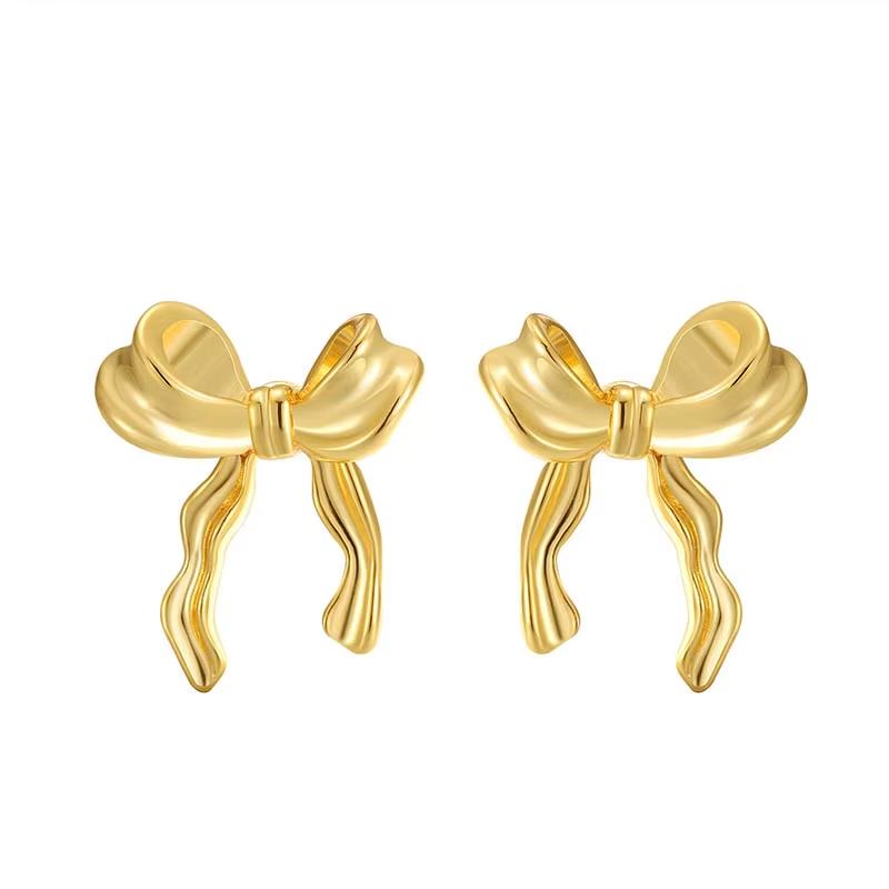 

Bowknot Earrings Female, Temperament Versatile Exquisite Design, High-Grade Sense Light Luxury Niche Earrings золотой