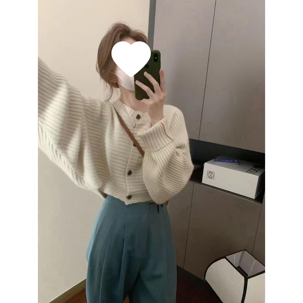 Chic premium feeling bat sleeve loose sweater women's knitted design sense niche cardigan first love temperament coat