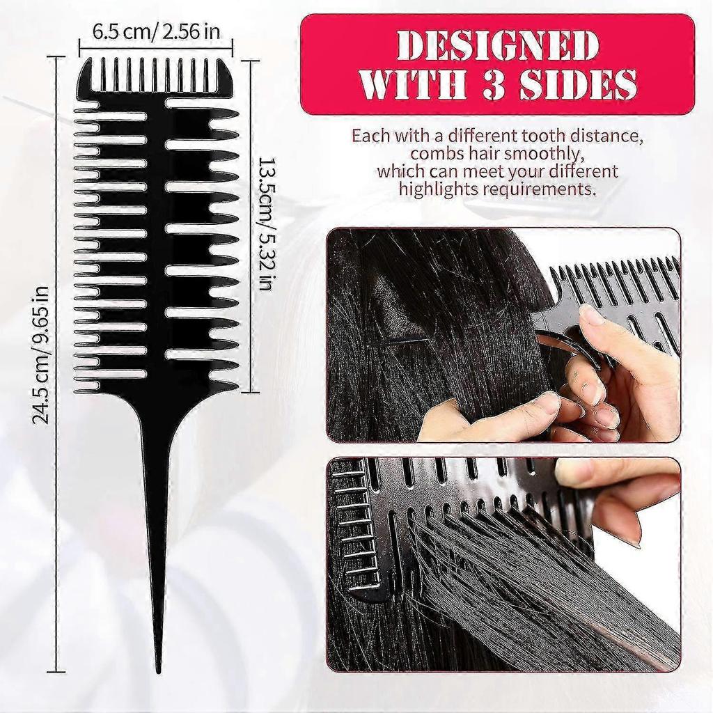 3-Piece Hair Highlighting Comb Set, 3-Way Weaving & Foil Styling Tools for Hair Coloring