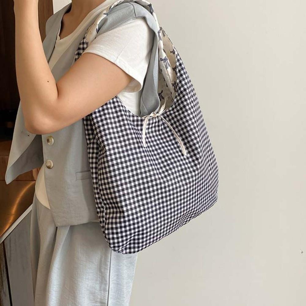 Sweet Double-sided Shoulder Bag Lace Decoration Korean Style Women Bow Printed Handbag Versatile Polyester