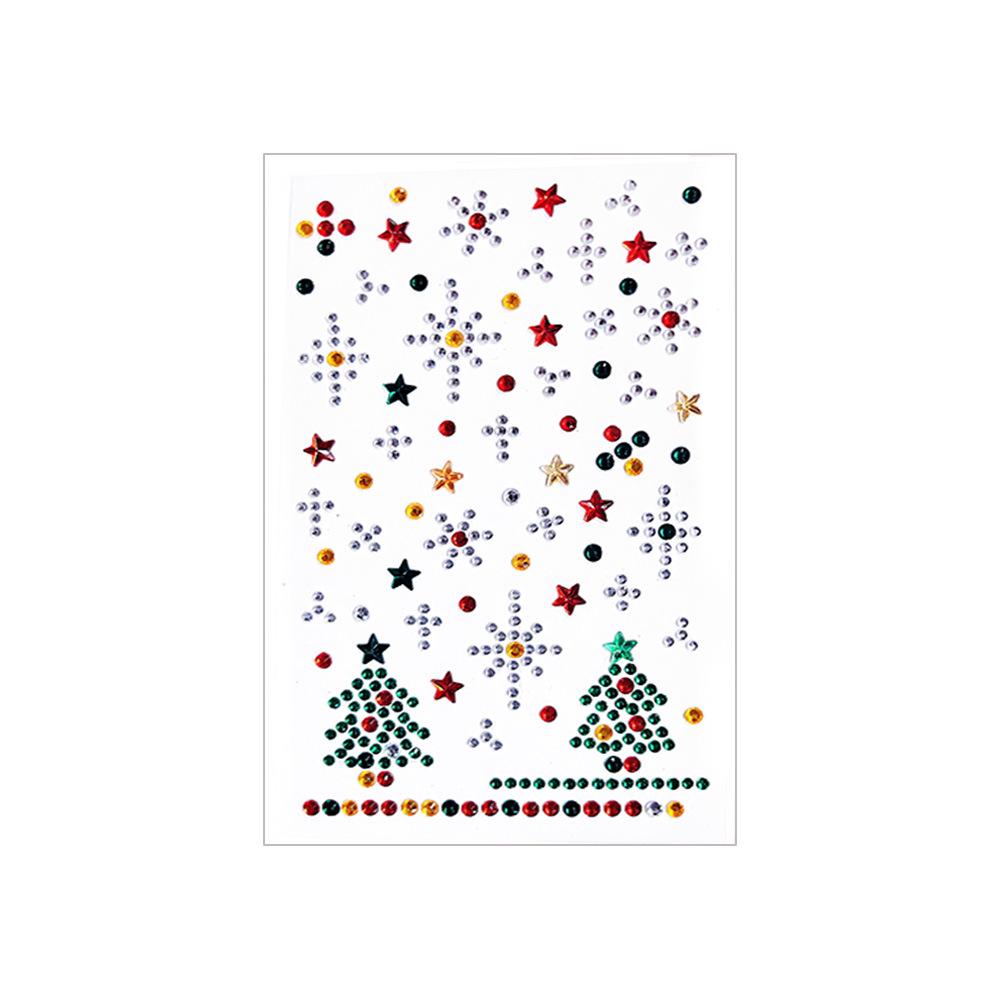 Adesivi per Occhi Festivi con Strass Fiocco di Neve e Albero di Natale