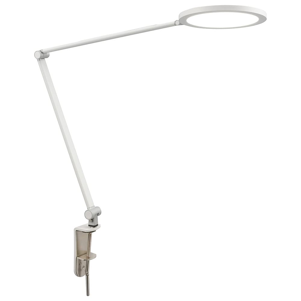 OHM Electric LED Arm Light, Dimmable and Color-Adjustable, Clamp Light, Desk Light, Desk Stand, AS-LDC6K-W 06-1947 OHM