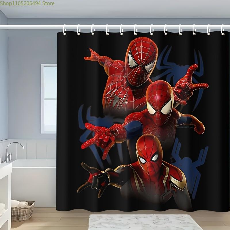 

1pc Super Hero Shower Curtain with Hook - Vibrant Red and Blue Design, Polyester Material, Machine Washable, All-Season Use, B 90x180cm