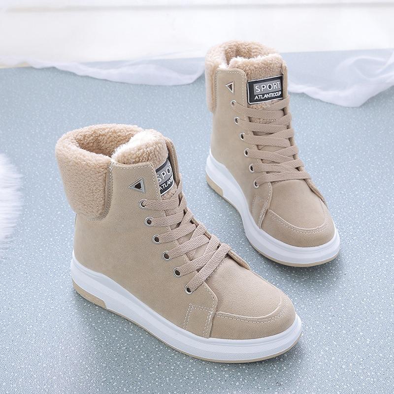 Snow boots for women, new winter cotton shoes, velvet thickened soles, student warm Martin boots ins medium boots