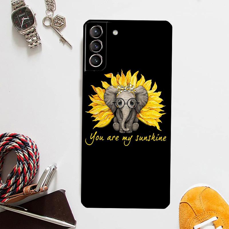 Beauty Yellow Sunflower Case For Samsung Galaxy S25 Ultra S20 S21 S22 S23 Plus S24 Ultra S9 S10 S25 FE Cover Coque