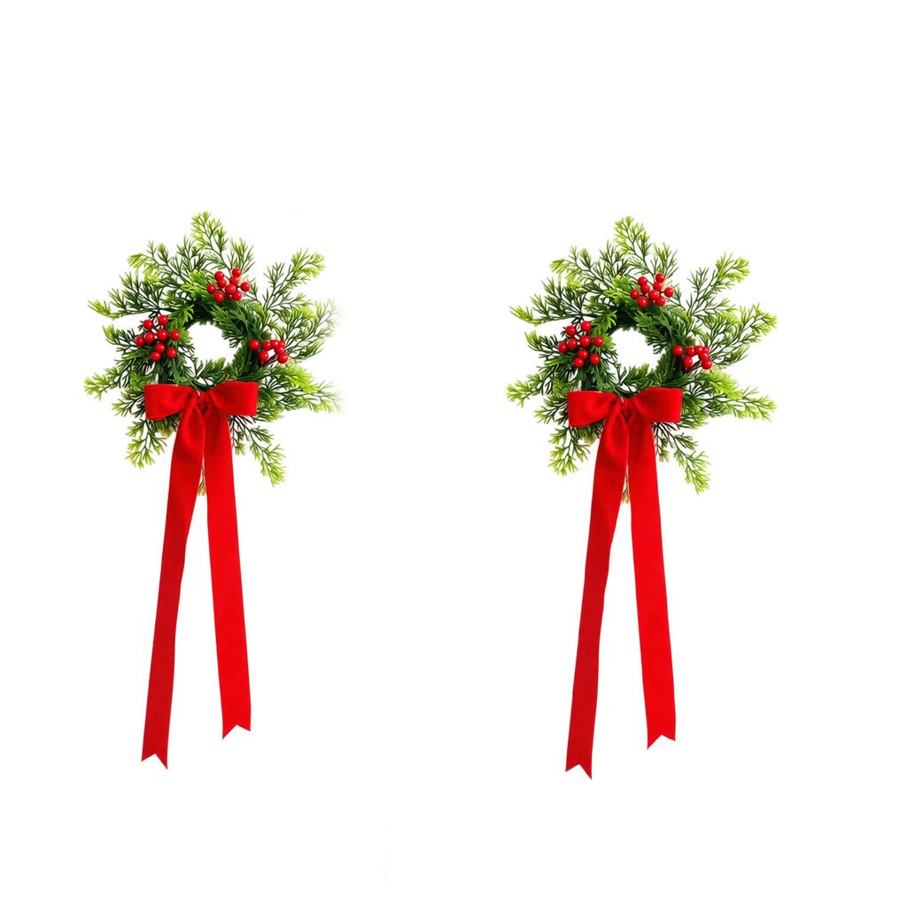 Velvet Christmas Wreath - Artificial, Set of 2 for Holiday Home Decor