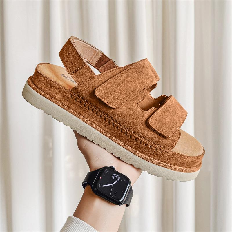 Summer sandals street style outdoor beach height increasing shoes thick sole casual versatile Velcro open toe outdoor 35