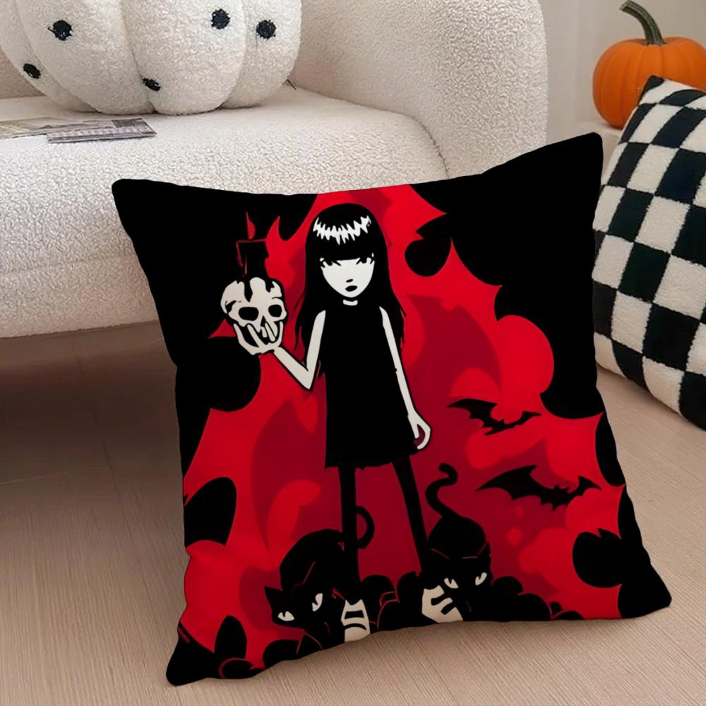 Mysterious Cool Comic EEmily The Strange Cushion Cover Throw Pillow Cover Hidden Button Durable Polyester Chair Cushion