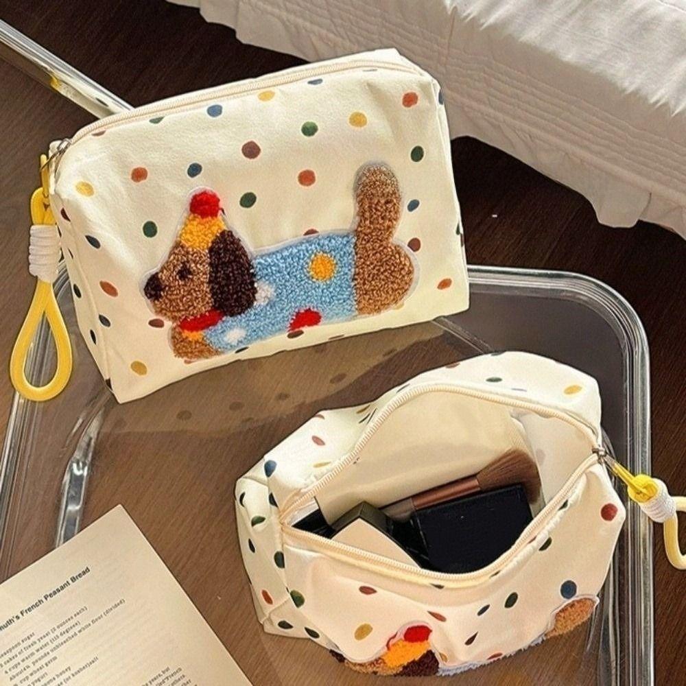 Zipper Travel Toilet Bag Large Capacity Skincare Storage Bag Cartoon Puppy Cosmetic Bag Stationery