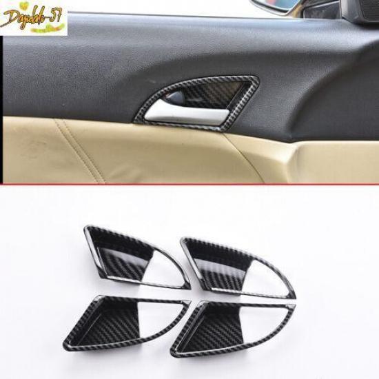 Carbon Fiber Interior Door Handle Bowl Cover Trim 4pc For Honda Accord 2008-2013